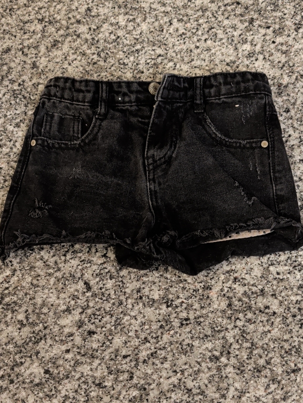 Denim&Co Black Distressed Girls' Denim Shorts